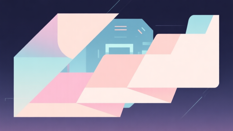 自动生成图片: Abstract geometric composition with overlapping shapes representing inheritance and progression, soft pastel colors, modern minimal style, professional gaming concept illustration high quality illustration, detailed, 16:9