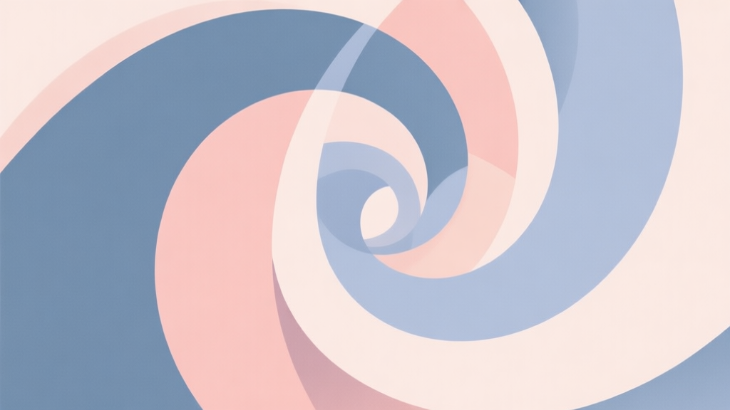 Abstract geometric composition with overlapping spiral shapes, soft pastel colors, modern minimal style, professional business concept illustration high quality illustration, detailed, 16:9