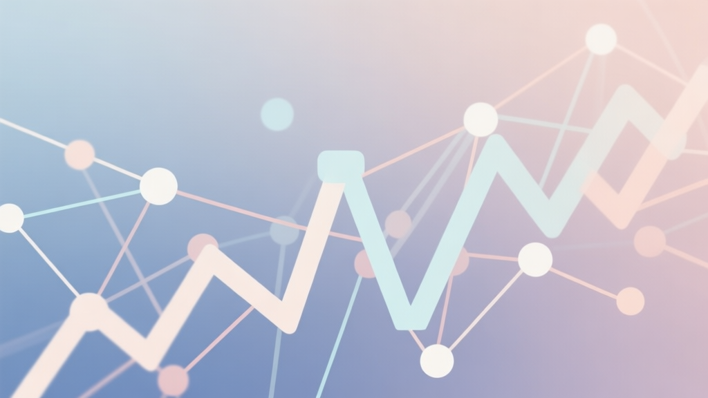Abstract network nodes connected by lines, soft color scheme, clean minimal illustration, modern digital concept of market trends and connections high quality illustration, detailed, 16:9