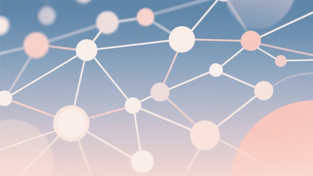Abstract network nodes connected by lines, soft color scheme, clean minimal illustration, modern digital concept representing viral trends and community connections high quality illustration, detailed, 16:9