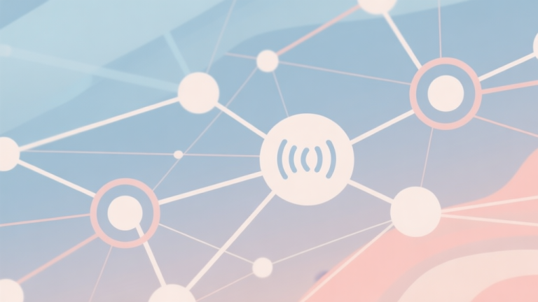 自动生成图片: Abstract network nodes connected by lines, soft color scheme, clean minimal illustration, modern digital concept representing community buzz and anticipation high quality illustration, detailed, 16:9