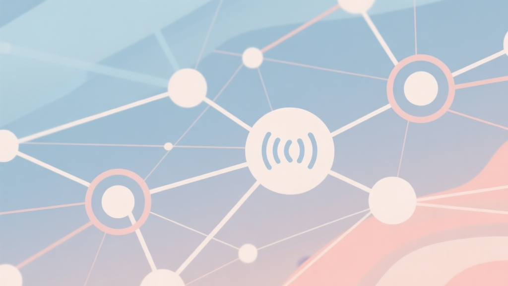 Abstract network nodes connected by lines, soft color scheme, clean minimal illustration, modern digital concept representing community buzz and anticipation high quality illustration, detailed, 16:9