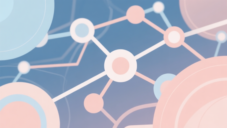 自动生成图片: Abstract network nodes connected by lines, soft color scheme, clean minimal illustration, modern digital concept representing gaming trends and connections high quality illustration, detailed, 16:9