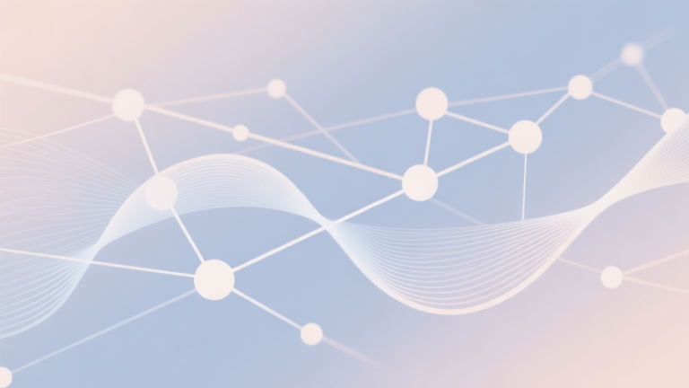 自动生成图片: Abstract network nodes connected by lines, soft color scheme, clean minimal illustration, modern digital concept of movement and flow high quality illustration, detailed, 16:9