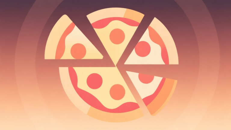 自动生成图片: Abstract geometric composition with overlapping circular shapes resembling pizza slices, soft gradient background in warm tones, clean minimal design, professional game concept illustration high quality illustration, detailed, 16:9