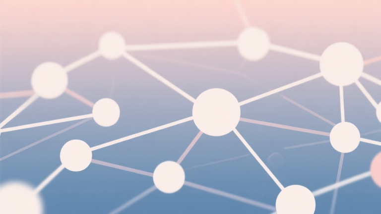 自动生成图片: Abstract network nodes connected by lines, soft color scheme, clean minimal illustration, modern digital concept of community and anticipation high quality illustration, detailed, 16:9