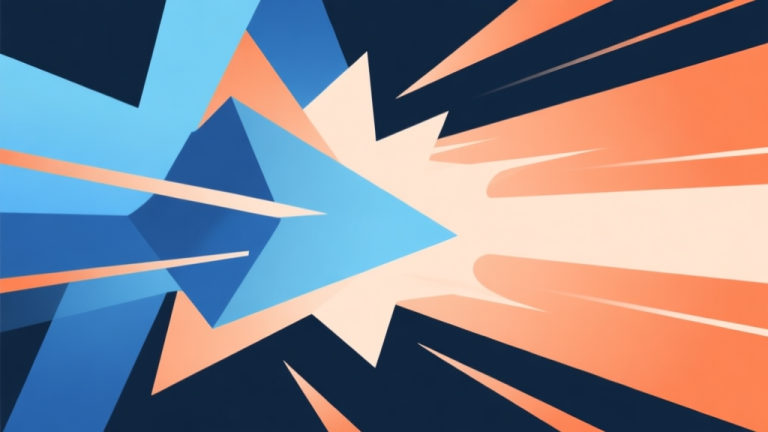 自动生成图片: Abstract geometric composition with overlapping shapes representing speed and impact, soft gradient of blue and orange, modern minimal style, professional gaming concept illustration high quality illustration, detailed, 16:9