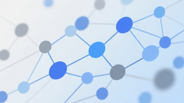 自动生成图片: Abstract network nodes connected by lines, soft color scheme of blues and greys, clean minimal illustration, modern digital concept of community and connectivity high quality illustration, detailed, 16:9