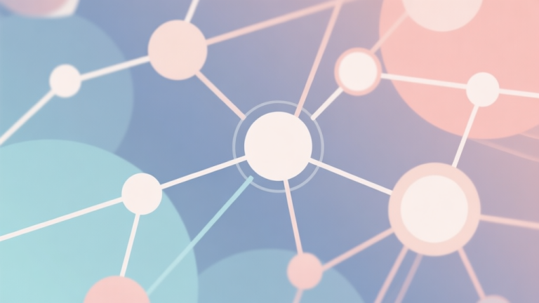 自动生成图片: Abstract network nodes connected by lines, soft color scheme, clean minimal illustration, modern digital concept representing gaming trends and community high quality illustration, detailed, 16:9
