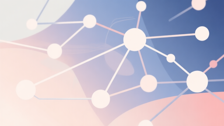 自动生成图片: Abstract network nodes connected by lines, soft color scheme, clean minimal illustration, modern digital concept representing gaming community trends high quality illustration, detailed, 16:9