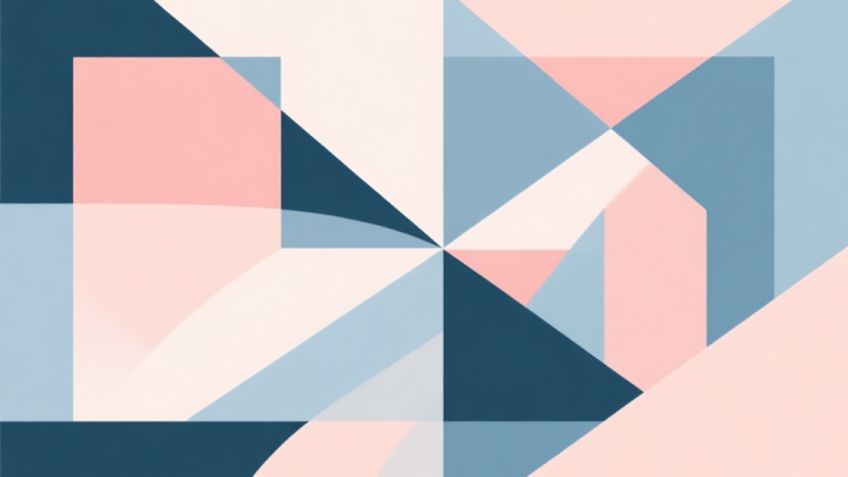 自动生成图片: Abstract geometric composition with overlapping shapes in soft pastel colors, modern minimal style, representing merging and combining concepts, professional business illustration high quality illustration, detailed, 16:9