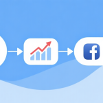 自动生成图片: Simple flowchart illustration showing a video upload symbol leading to trending graph icons and social media logos, light blue and white color scheme, clean minimal design, business presentation style high quality illustration, detailed, 16:9