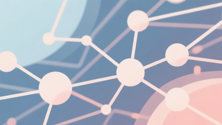 自动生成图片: Abstract network nodes connected by lines, soft color scheme, clean minimal illustration, modern digital concept representing viral trends high quality illustration, detailed, 16:9
