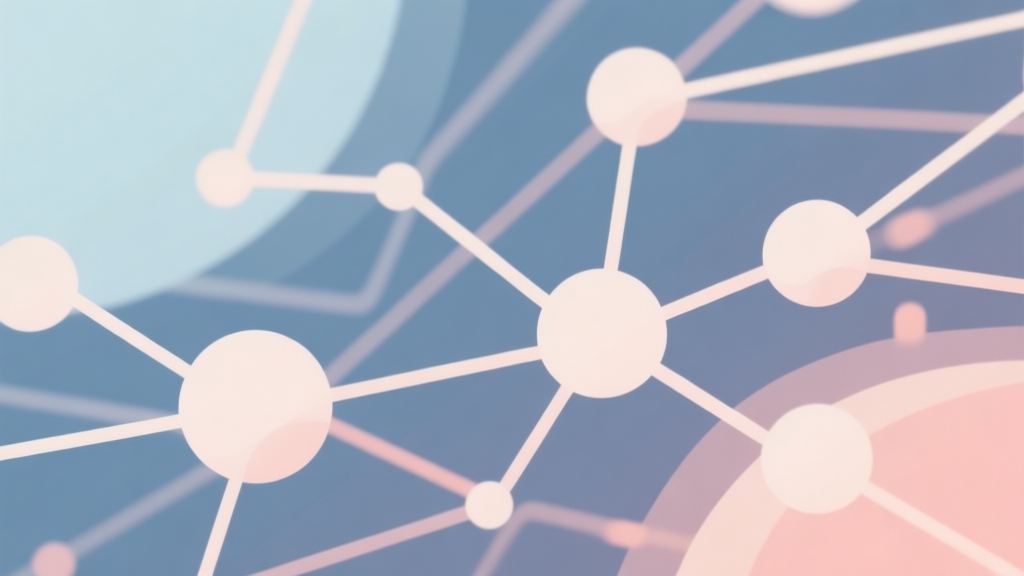 Abstract network nodes connected by lines, soft color scheme, clean minimal illustration, modern digital concept representing viral trends high quality illustration, detailed, 16:9