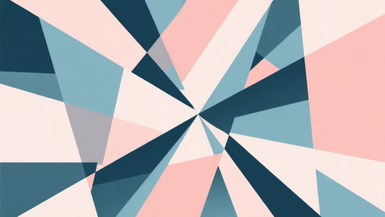 自动生成图片: Abstract geometric composition with overlapping shapes representing chaos and order, soft pastel colors, modern minimal style, professional business concept illustration of conflicting elements high quality illustration, detailed, 16:9