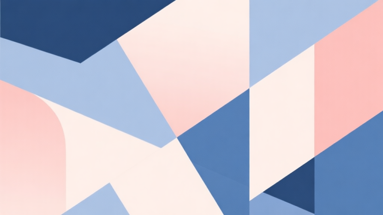 自动生成图片: Abstract geometric composition with overlapping shapes, soft pastel colors, modern minimal style, professional business concept illustration high quality illustration, detailed, 16:9