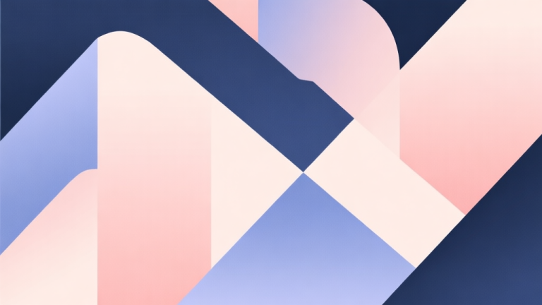 自动生成图片: Abstract geometric composition with overlapping shapes, soft pastel colors, modern minimal style, professional business concept illustration of gaming trends high quality illustration, detailed, 16:9