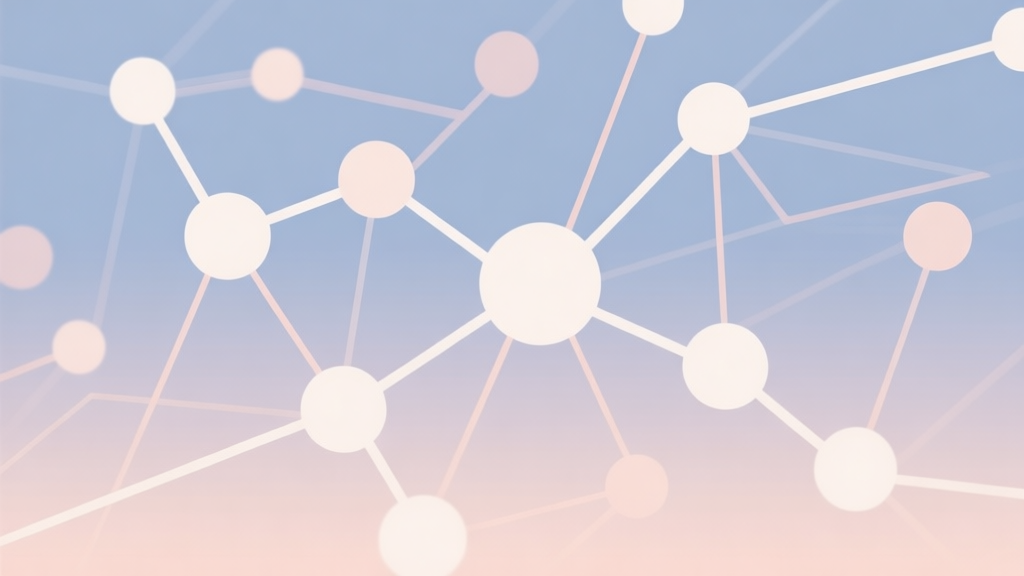 Abstract network nodes connected by lines, soft color scheme, clean minimal illustration, modern digital concept of connectivity and community high quality illustration, detailed, 16:9