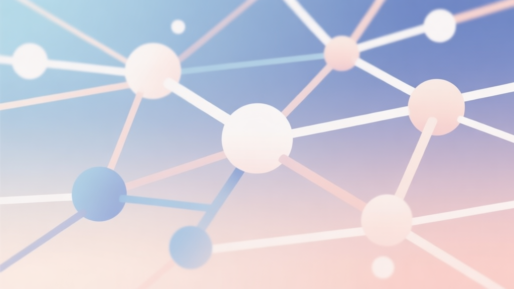 Abstract network nodes connected by lines, soft color scheme, clean minimal illustration, modern digital concept of community and competition high quality illustration, detailed, 16:9