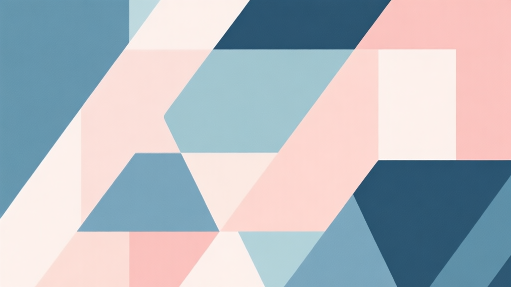 Abstract geometric composition with overlapping shapes, soft pastel colors, modern minimal style, professional business concept illustration high quality illustration, detailed, 16:9