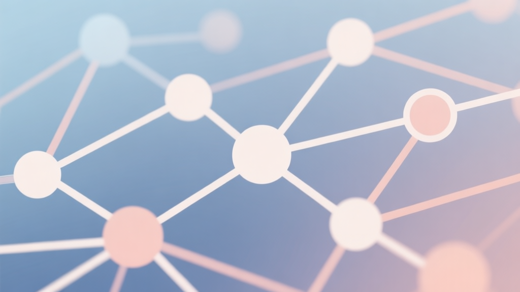 Abstract network nodes connected by lines, soft color scheme, clean minimal illustration, modern digital concept of teamwork and connection high quality illustration, detailed, 16:9