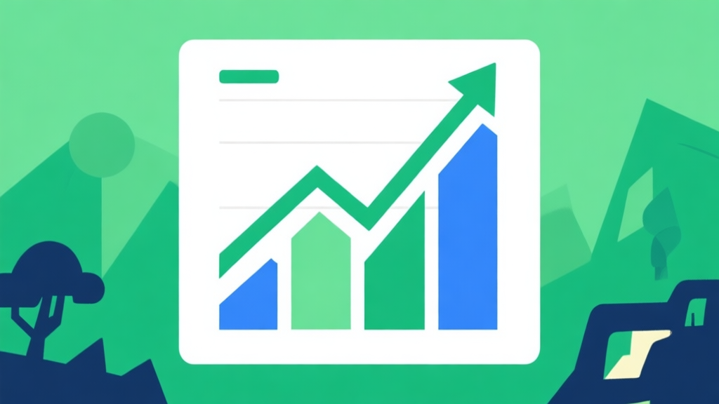 Upward trending graph with simple geometric elements, green and blue color palette, clean business infographic style, minimal design, showing rising interest in adventure games high quality illustration, detailed, 16:9