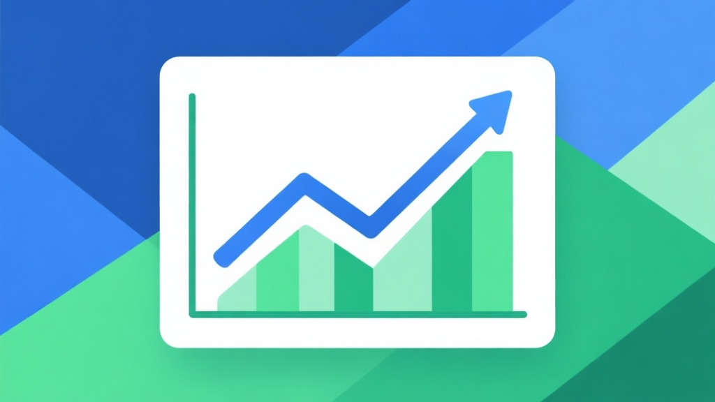 Upward trending graph with simple geometric elements, green and blue color palette, clean business infographic style, minimal design, representing market growth high quality illustration, detailed, 16:9