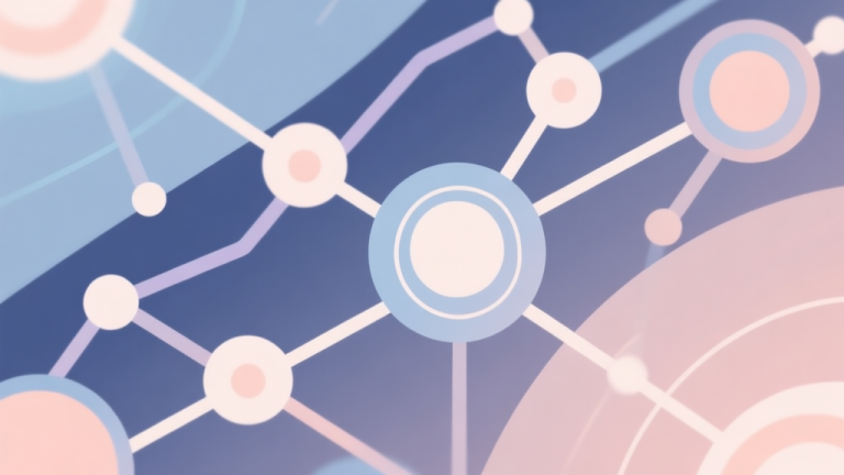 自动生成图片: Abstract network nodes connected by lines, soft color scheme, clean minimal illustration, modern digital concept representing game community trends high quality illustration, detailed, 16:9