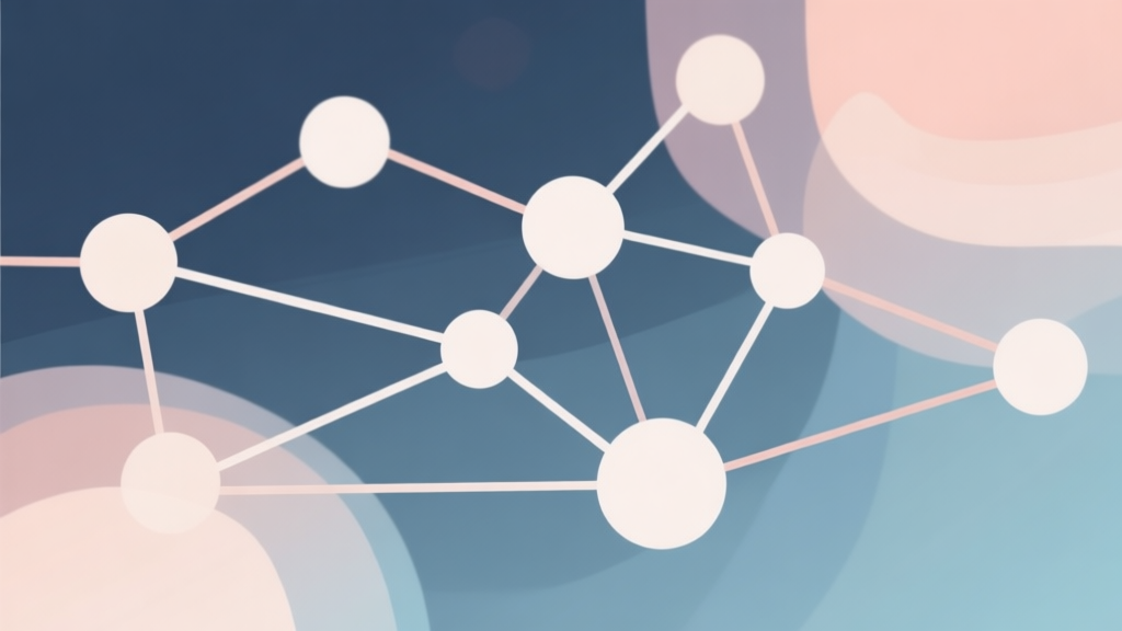 Abstract network nodes connected by lines, soft color scheme, clean minimal illustration, modern digital concept of teamwork and connection high quality illustration, detailed, 16:9