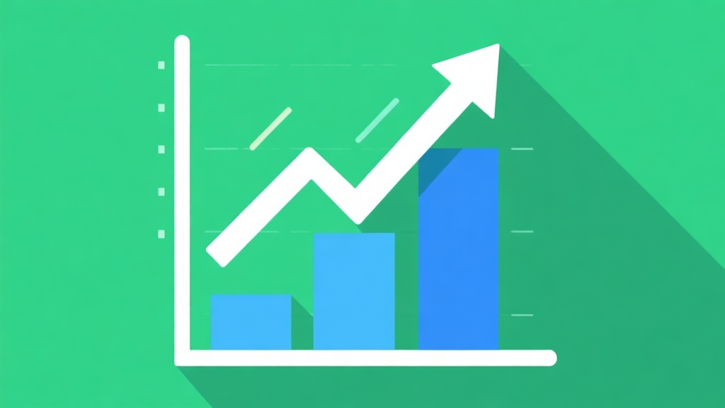 Upward trending graph with simple geometric elements, green and blue color palette, clean business infographic style, minimal design, representing mobile game growth high quality illustration, detailed, 16:9