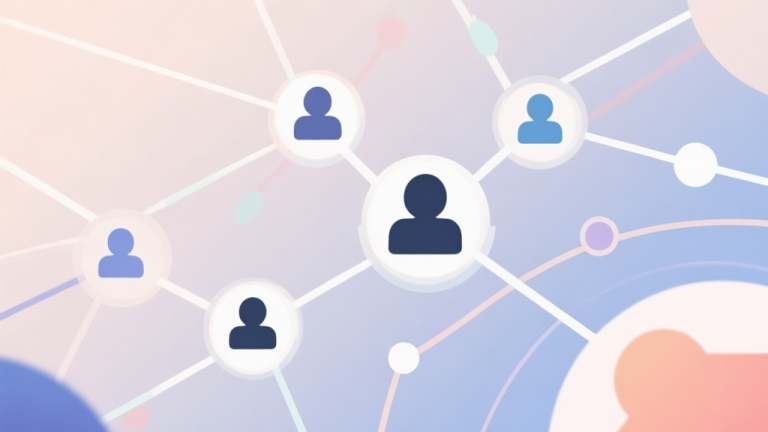 自动生成图片: Abstract network nodes connected by lines, soft color scheme, clean minimal illustration, modern digital concept representing game connectivity and player base high quality illustration, detailed, 16:9