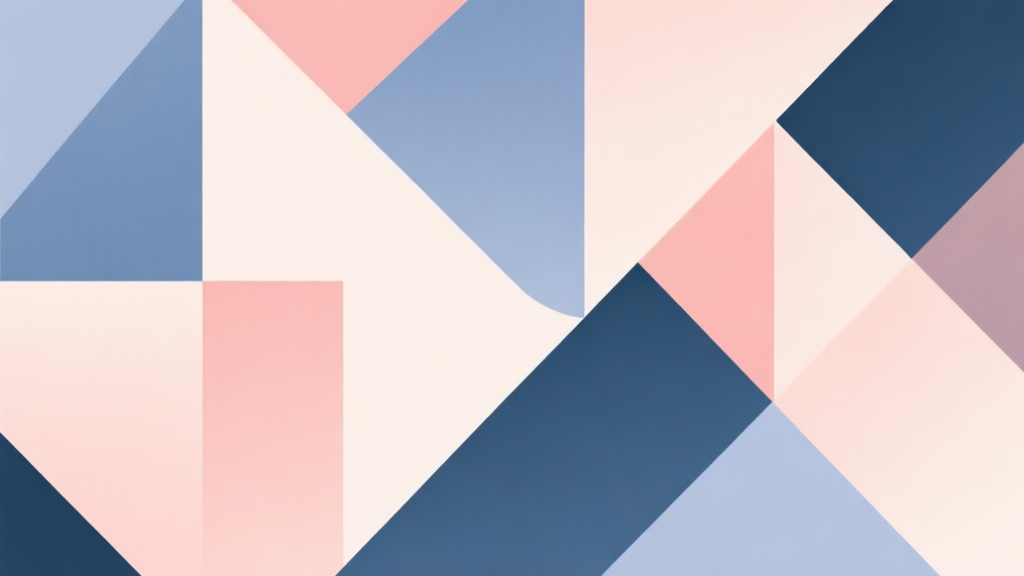 Abstract geometric composition with overlapping shapes, soft pastel colors, modern minimal style, professional business concept illustration high quality illustration, detailed, 16:9