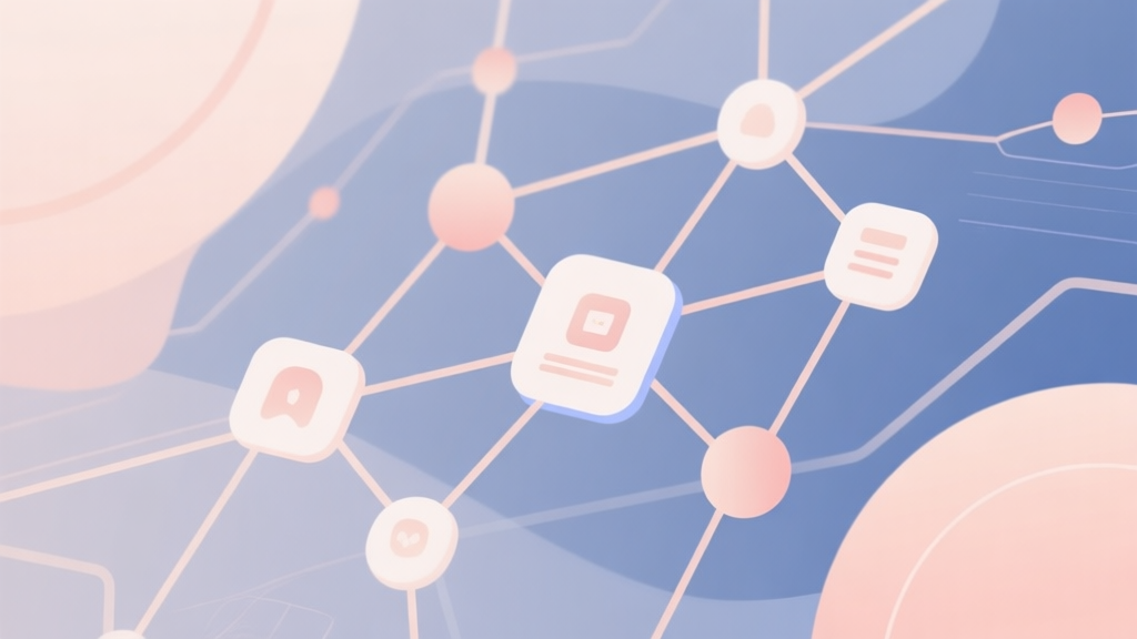 Abstract network nodes connected by lines, soft color scheme, clean minimal illustration, modern digital concept representing connectivity and online gaming platforms high quality illustration, detailed, 16:9