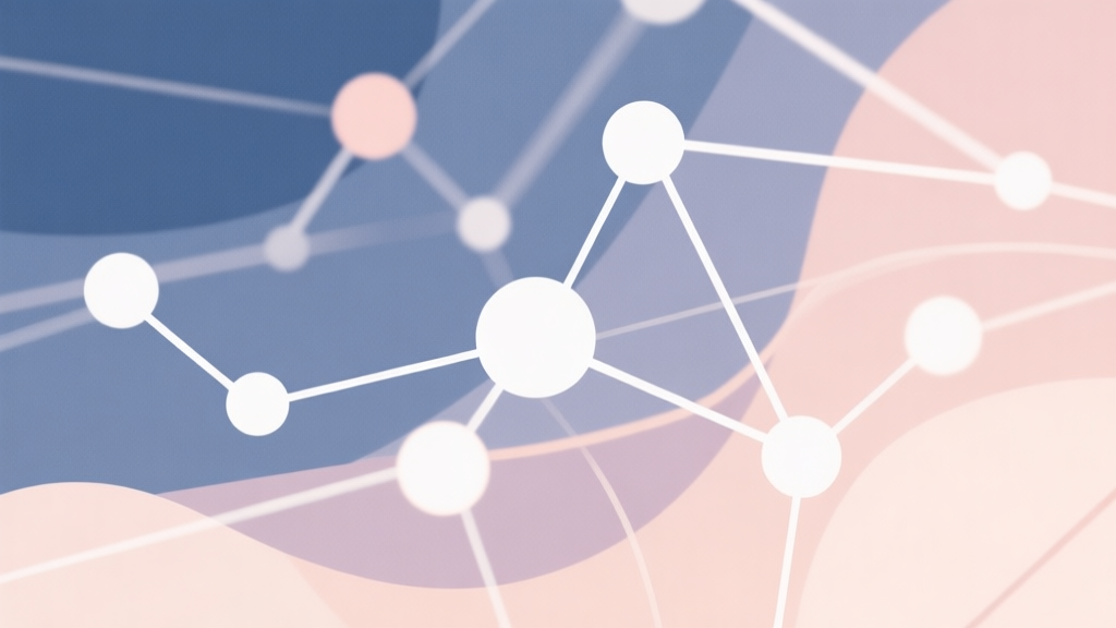 Abstract network nodes connected by lines, soft color scheme, clean minimal illustration, modern digital concept of gaming trends and community high quality illustration, detailed, 16:9
