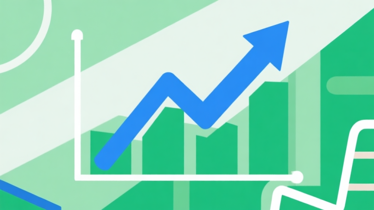 自动生成图片: Upward trending graph with simple geometric elements, green and blue color palette, clean business infographic style, minimal design, representing sports game growth in Indonesia high quality illustration, detailed, 16:9