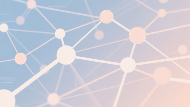 自动生成图片: Abstract network nodes connected by lines, soft color scheme, clean minimal illustration, modern digital concept of community and connection high quality illustration, detailed, 16:9