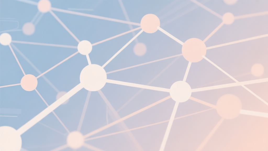 Abstract network nodes connected by lines, soft color scheme, clean minimal illustration, modern digital concept of community and connection high quality illustration, detailed, 16:9