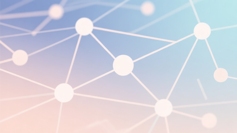 自动生成图片: Abstract network nodes connected by lines, soft color scheme, clean minimal illustration, modern digital concept representing gaming trends and community high quality illustration, detailed, 16:9