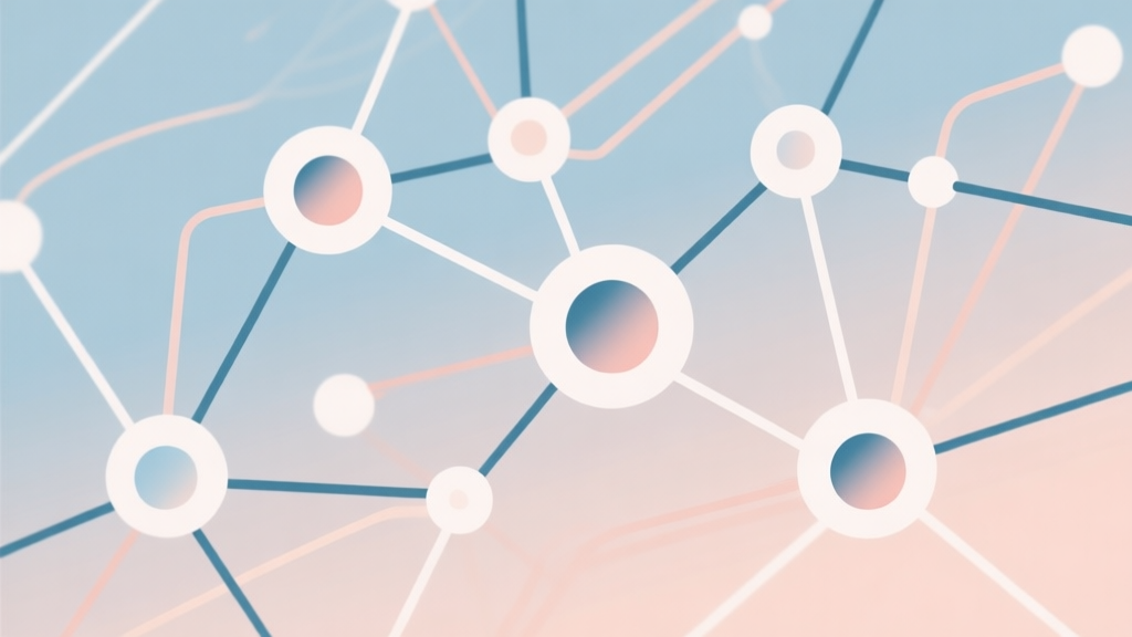 Abstract network nodes connected by lines, soft color scheme, clean minimal illustration, modern digital concept of community and creativity high quality illustration, detailed, 16:9