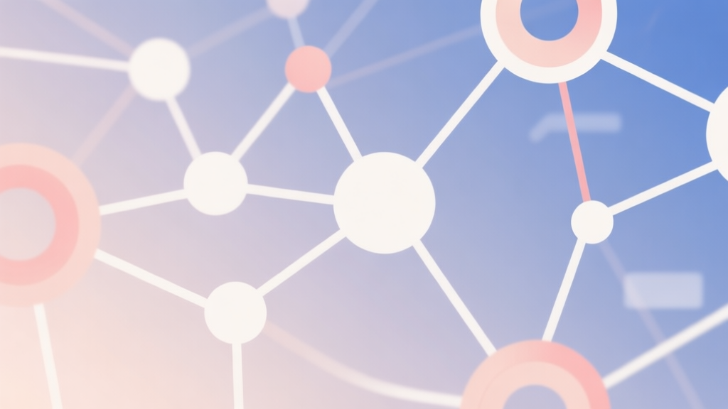 Abstract network nodes connected by lines, soft color scheme, clean minimal illustration, modern digital concept, representing gaming trends and community connections high quality illustration, detailed, 16:9
