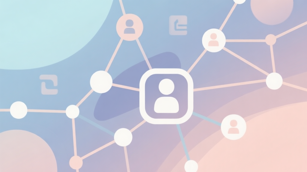 Abstract network nodes connected by lines, soft color scheme, clean minimal illustration, modern digital concept representing social gaming trends high quality illustration, detailed, 16:9