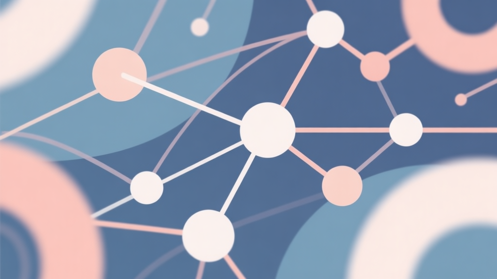 Abstract network nodes connected by lines, soft color scheme, clean minimal illustration, modern digital concept of teamwork and strategy high quality illustration, detailed, 16:9