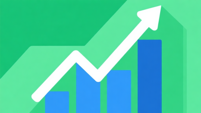 自动生成图片: Upward trending graph with simple geometric elements, green and blue color palette, clean business infographic style, minimal design, representing game trend growth high quality illustration, detailed, 16:9