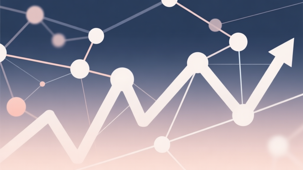 Abstract network nodes connected by lines, soft color scheme, clean minimal illustration, modern digital concept representing market trends and connections high quality illustration, detailed, 16:9