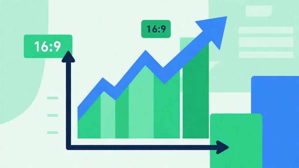 Upward trending graph with simple geometric elements, green and blue color palette, clean business infographic style, minimal design, representing game growth trend high quality illustration, detailed, 16:9