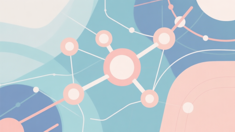 自动生成图片: Abstract network nodes connected by lines, soft color scheme, clean minimal illustration, modern digital concept of social gaming ecosystem high quality illustration, detailed, 16:9