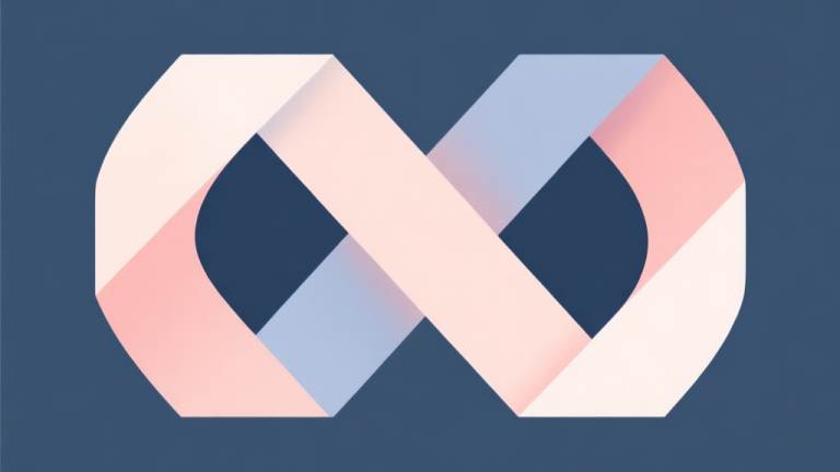 自动生成图片: Abstract geometric composition with overlapping shapes forming an infinite loop, soft pastel colors, modern minimal style, professional business concept illustration high quality illustration, detailed, 16:9