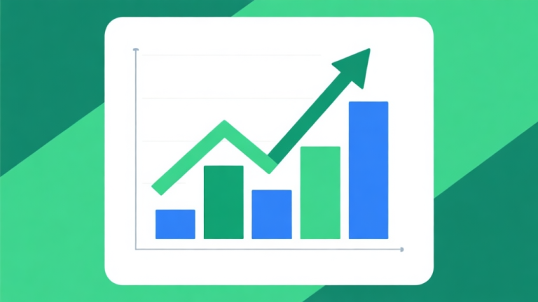 自动生成图片: Upward trending graph with simple geometric elements, green and blue color palette, clean business infographic style, minimal design, showing growth of digital economy high quality illustration, detailed, 16:9