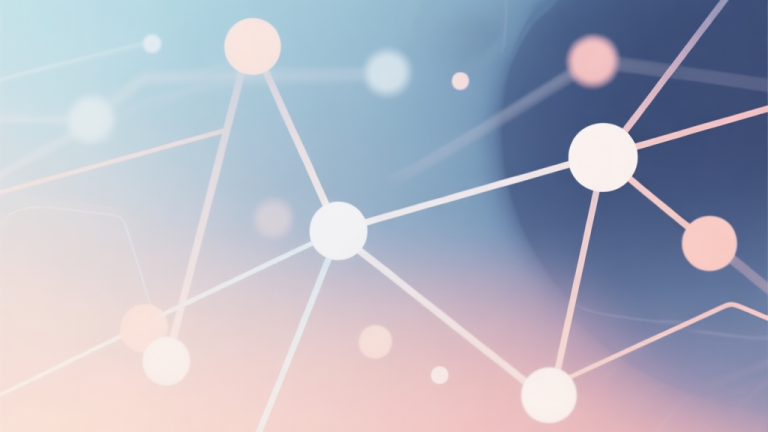 自动生成图片: Abstract network nodes connected by lines, soft color scheme, clean minimal illustration, modern digital concept of multiplayer gaming trends high quality illustration, detailed, 16:9