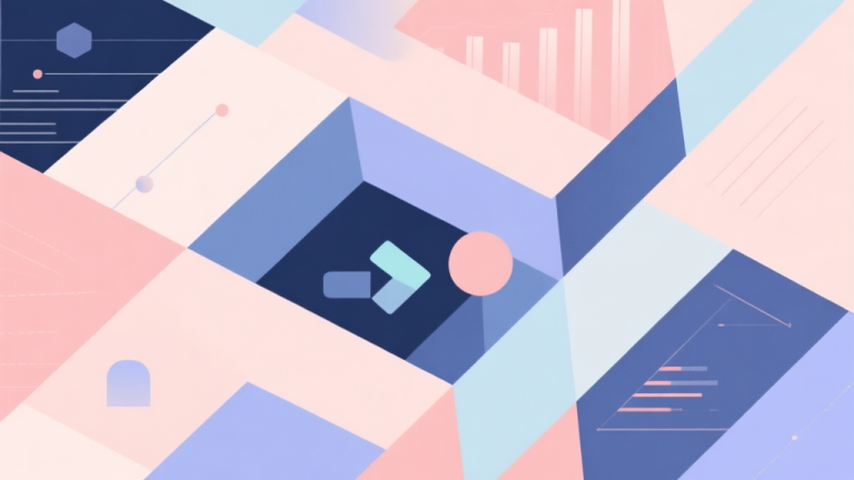 自动生成图片: Abstract geometric composition with overlapping shapes, soft pastel colors, modern minimal style, professional business concept illustration of gaming trends and data high quality illustration, detailed, 16:9